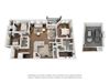 C2 3D Floor Plan Three-Bedroom Floor Plan C2 | Avenues at Creekside Apartments